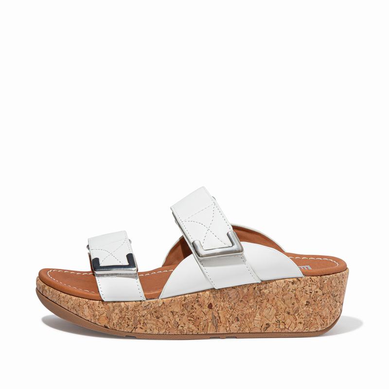 FitFlop Remi Leder Weiß - FitFlop Pantoletten Damen Schweiz [QRPT-03964]